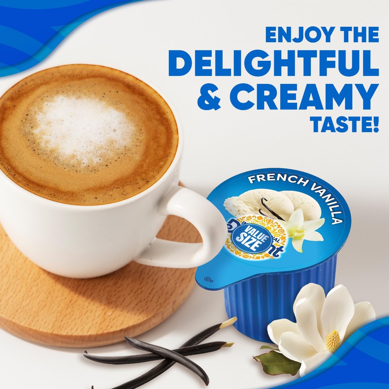 Generic French Vanilla Coffee Creamer Singles, 192 Creamer Singles Included Great for Offices, Restaurants, Coffee, Bar, Gift and Homes, Plus Spoon Perfect for Mixing