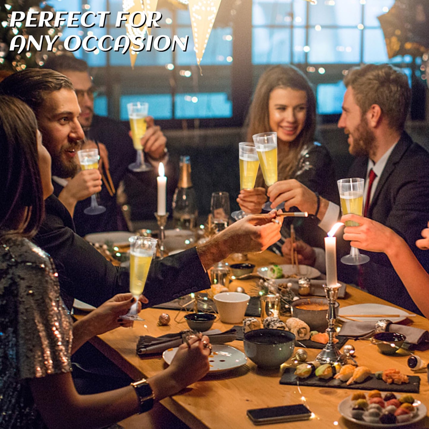 SUREHOME Plastic Champagne Flutes Plastic Champagne Glasses Disposable Mimosa Glasses Bulk 100 Pack Clear Wedding Toasting Cups Unbreakable Crystal Stemware for Bar Baby Shower Birthday Party Supplies