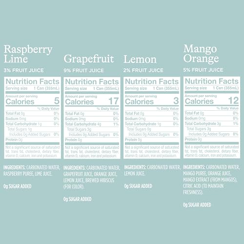 Spindrift Sparkling Water, 4 Flavor Variety Pack, Made with Real Squeezed Fruit, 12 Fl Oz (Pack of 20)