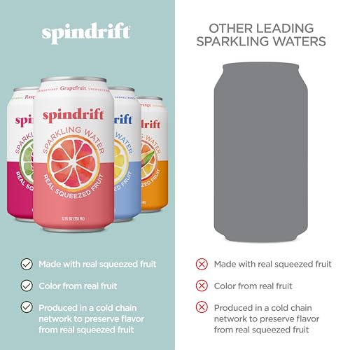 Spindrift Sparkling Water, 4 Flavor Variety Pack, Made with Real Squeezed Fruit, 12 Fl Oz (Pack of 20)