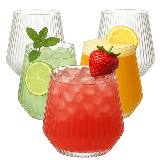 40 count Origami Ripple Unbreakable Stemless Plastic Wine Champagne Whiskey Glasses Elegant Durable Disposable Indoor Outdoor Ideal for Home, Office, Bars, Wedding, Ribbed 12 Ounce Cups (Clear)