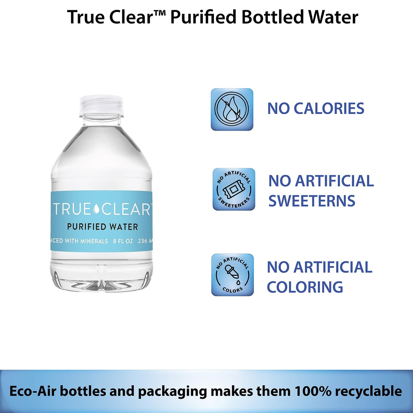 Staples True Clear Purified Water, BPA Free Recyclable Mini Bottles, Easy to Carry, 8 Fl Oz, 24-Pack
