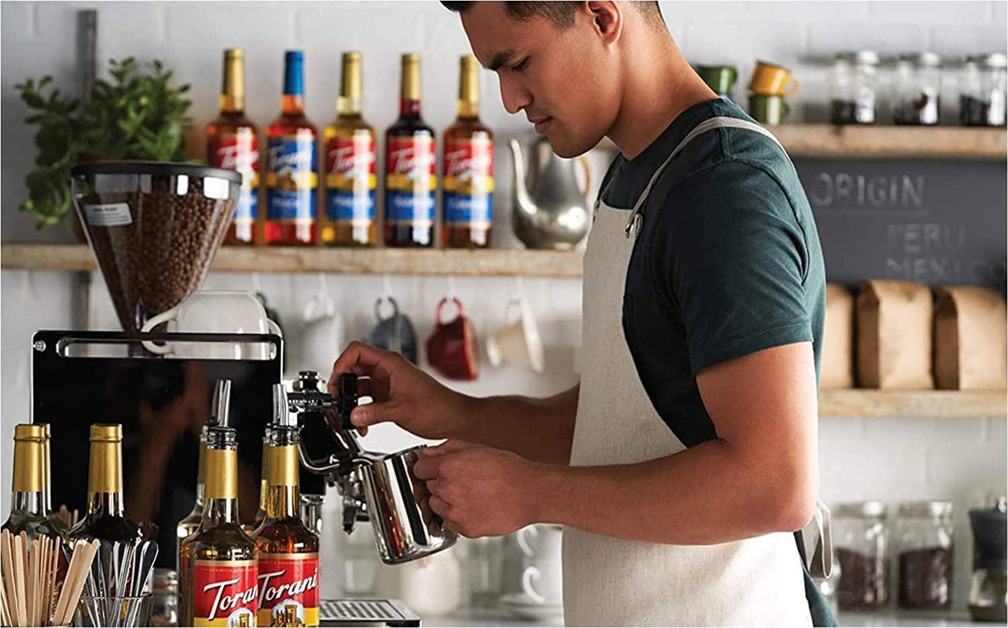 Coffee Syrup Variety Pack - Vanilla and Caramel Syrups for Coffee with 2 Jimoco Syrup Pump Dispenser Compatible with 25.4 Ounces Syrup Bottle for Vanilla and Caramel Flavored