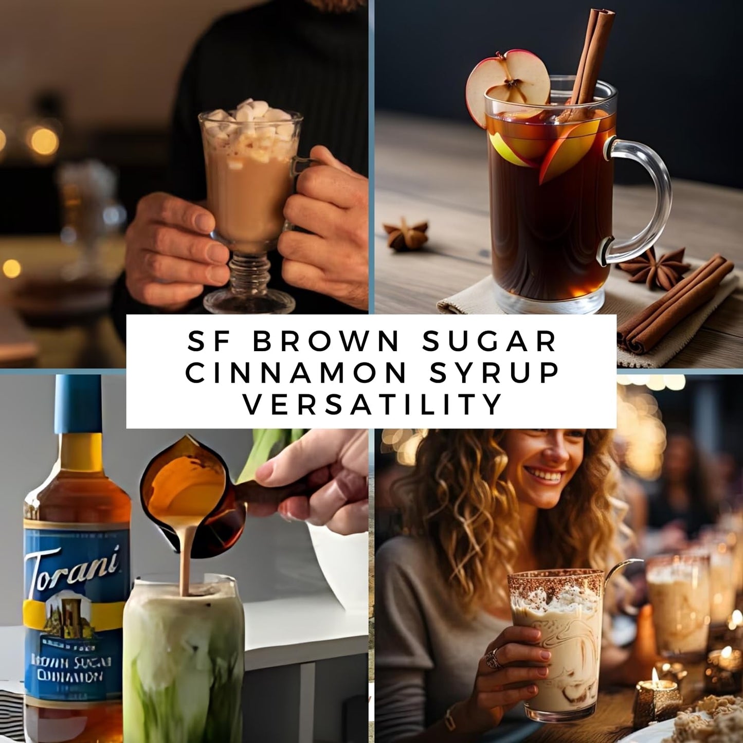 Winter Flavors Sugar-Free Syrup Elixir Trio - Brown Sugar Cinnamon, Peppermint & Salted Caramel Coffee Syrup Flavoring Variety Pack with 3 Jimoco Pump Dispensers- Perfect for Lattes, Cocktails, and Desserts - Three 25.4 Oz Bottles