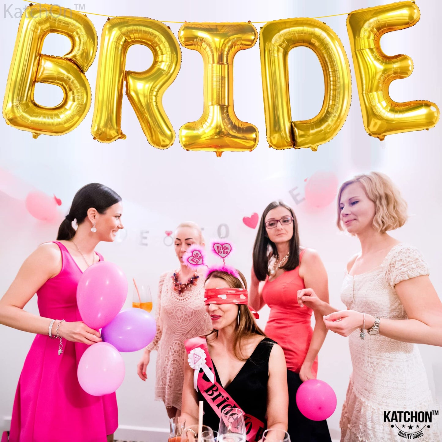 KatchOn, Giant Gold Bride Balloons - 40 Inch | Bachelorette Party Decorations | Gold Bride Sign for Bridal Shower Decorations | Bridal Shower Balloons | Bachelorette Balloon