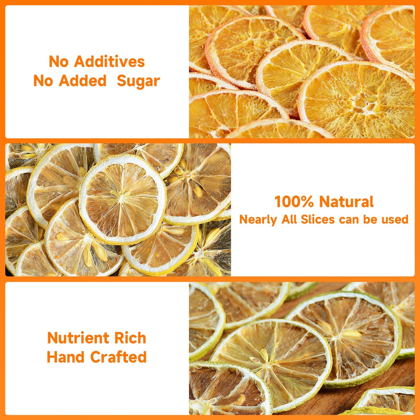 3-Pack Dehydrated ORANGE,LEMON & LIME,9oz total,Premium Craft Cocktail Garnish With10 Pcs Drink Umbrellas Picks And 1 Fruit Clips,for Tea, Beverages, and More Craft Cocktail Home Mixologist,Bartender Garnishes Dried Fruit