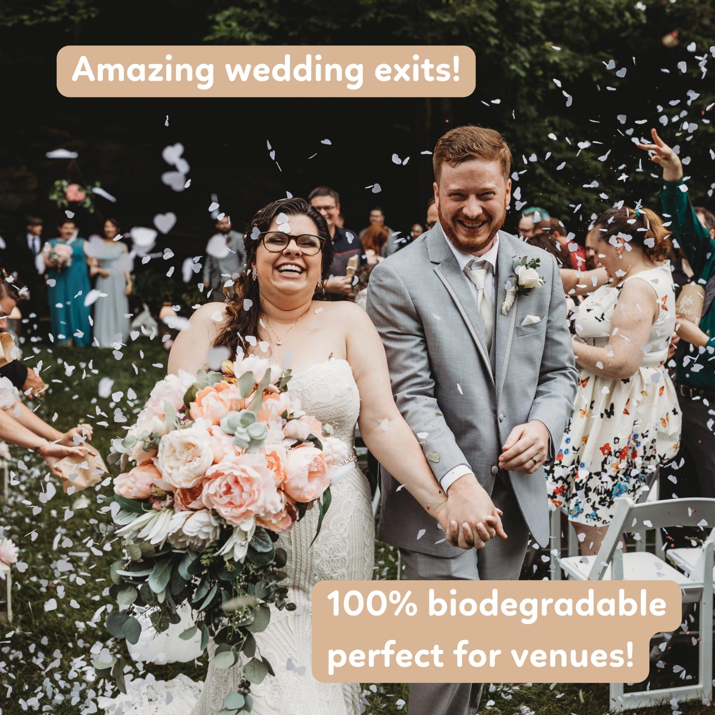 White Biodegradable Heart Confetti Poppers Confetti Cannon | 6 Pack | Party Poppers Decoration for Valentine's Day, Wedding, Bridal Shower | Wedding Supplies Party Favors | 12 in | TUR Party Supplies